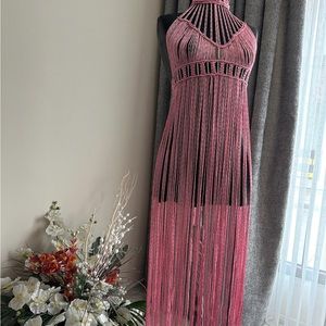 Pink Macrame Hand Made Festive- Beach Dress